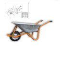Roaba universala, cuva metalica 90 l, roata plina din cauciuc reciclat